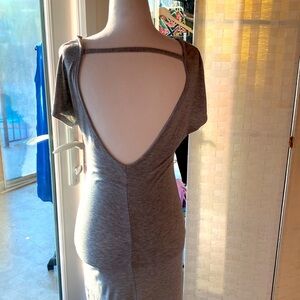 GRAY T MAXI DRESS TEE SHIRT BODYCON DRESS - Sexy Slinky Size Small S EUC